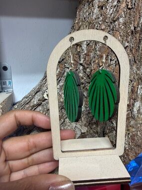 Green Layered Teardrop Earrings